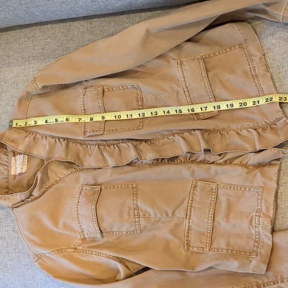 Free People Ruffled Military Jacket Tan Size Large 100% Cotton - Picture 7 of 16